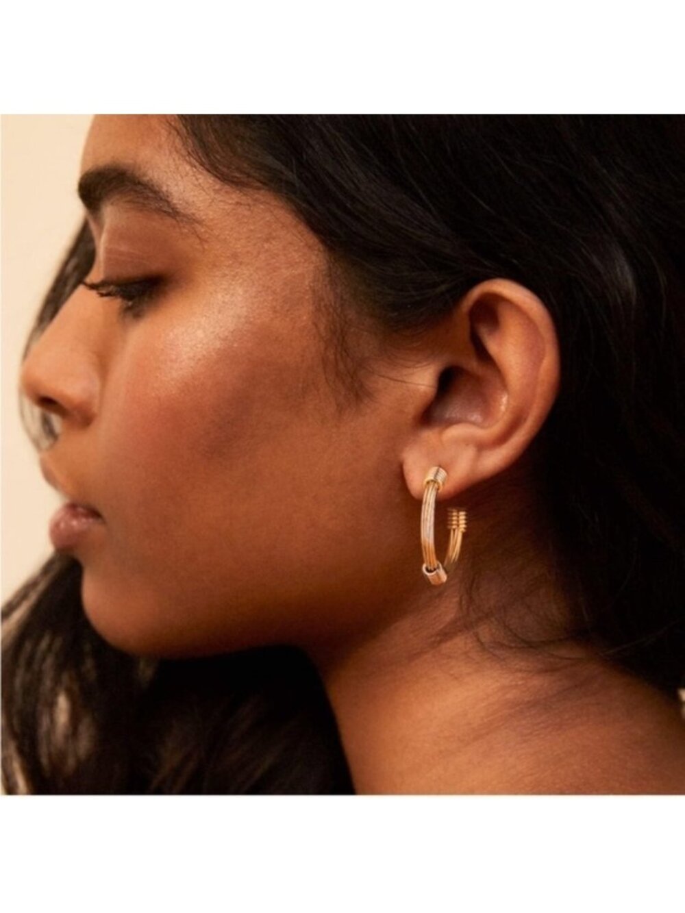Gold 18k Gold Plated Twist Cuff Hoop Earrings - Picture 4 of 4